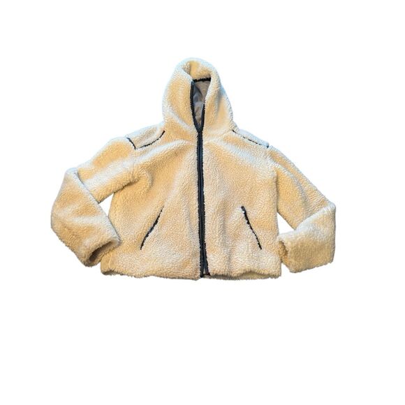 Bailey 44 teddy bear coat sz small women’s jacket cream leather trim hooded - Picture 1 of 5